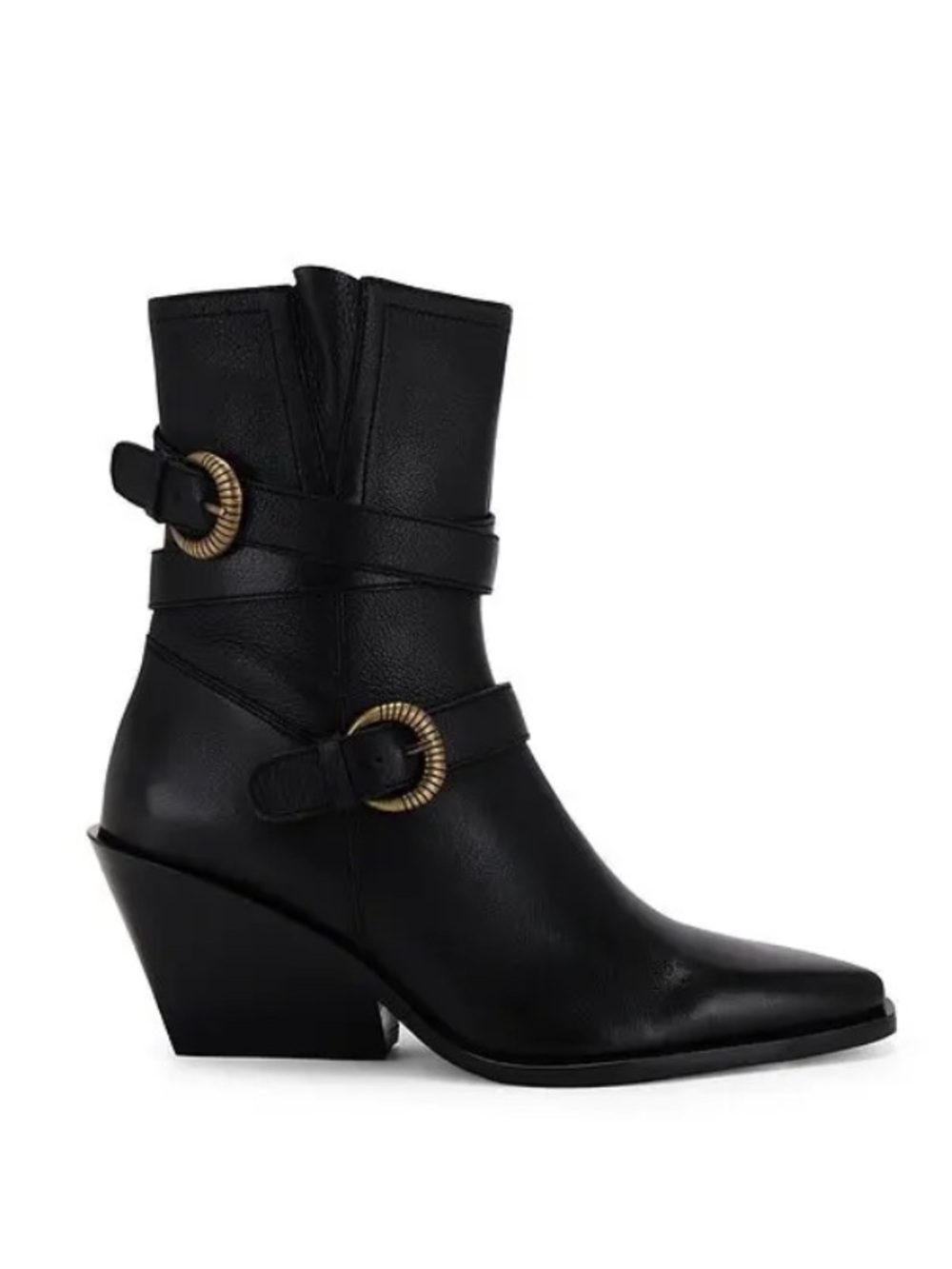 Seychelles Speak Up Black Leather Buckled Boots New!
